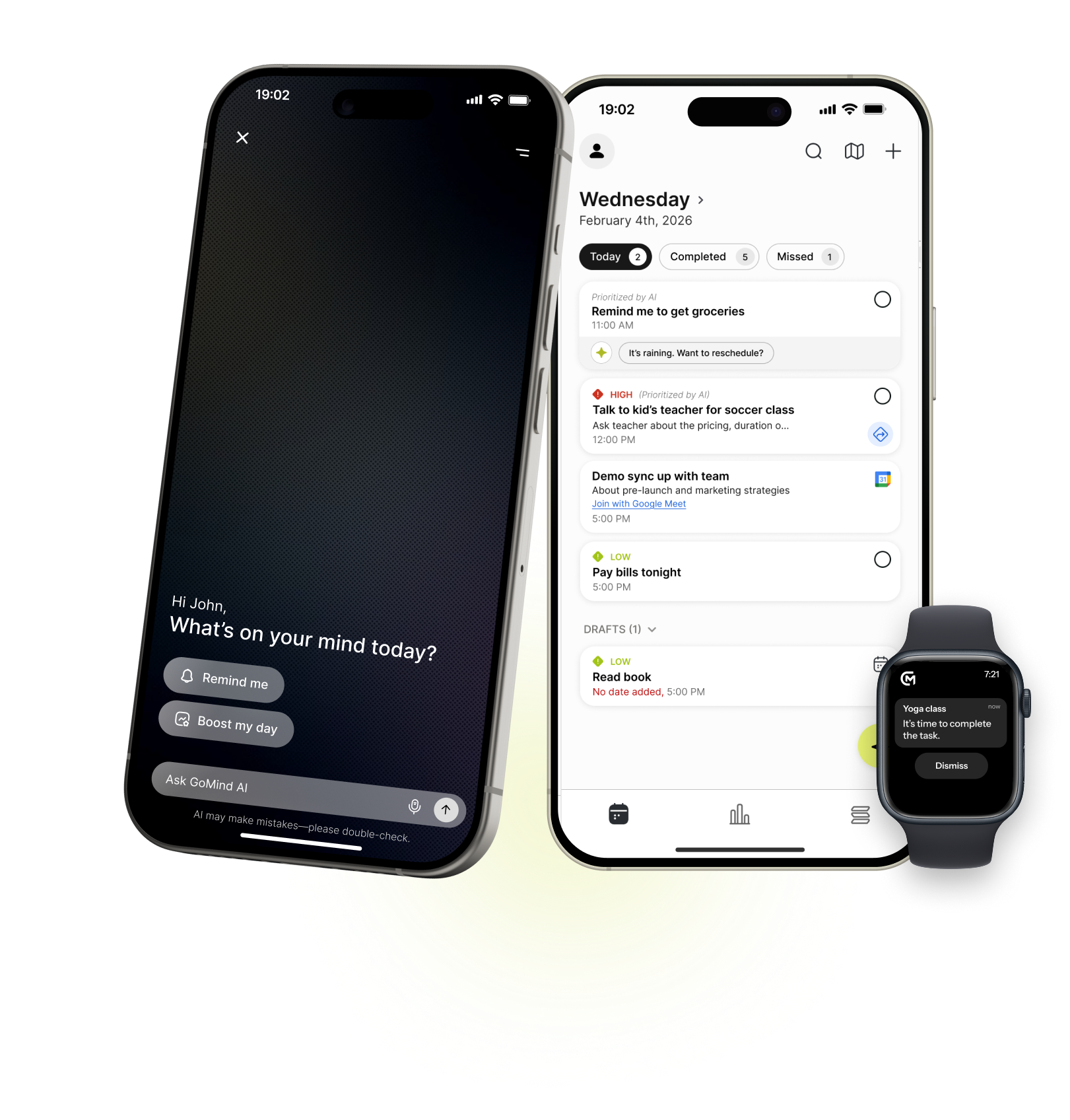 GoMind AI App Mockups